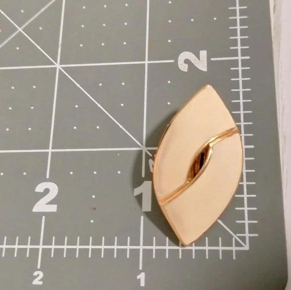 Trifari Cream Enamel and Gold Tone Diamond Shape Post Earrings - Picture 4 of 4